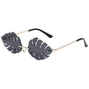 Monstera Leaf Sunglasses Rimless Metal Frame UV400 Protection Novelty Party Eyewear Fashion Accessories For Unisex