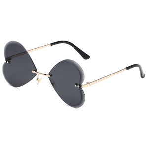 Lunettes De Soleil Sans Monture En Forme De Coeur Protection UV400 Monture En Métal Verres PC Teintés Mode Pour Femmes