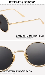 Detail of gold metal punk sunglasses with engraved temples and comfortable nose pads