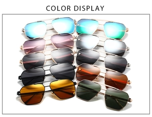 Detailed color display of polarized aviator sunglasses with stylish double bridge frames