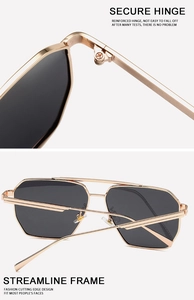 Detail of reinforced hinges and streamlined metal frame on polarized sunglasses
