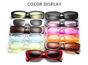 Aperçu détaillé des couleurs des lunettes de soleil rectangulaires vintage en divers coloris