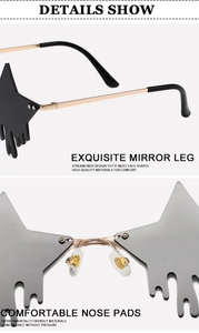 Detail view of golden metal temples and silicone nose pads on star-shaped sunglasses