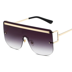 Oversized Shield Sunglasses Rimless Shield Metal Frame UV400 Protection PC Lens Fashion Trendy Punk Futuristic Unisex