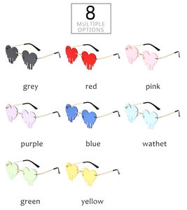 Détails de lunettes de soleil sans monture en forme de cœur avec effet goutte d'eau