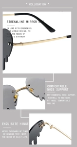 Détails de lunettes cœur avec branches dorées, plaquettes souples et charnières robustes