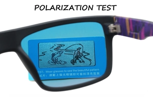 Polarized lens performance test showing blue coating sunglasses and vibrant visual clarity