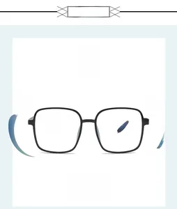 Close-up detail of oversized black square TR90 eyeglass frame showing high-quality hinges