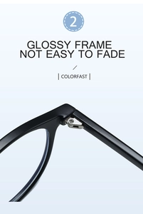 Close-up of durable metal hinge and screw design on black glossy TR90 glasses frames