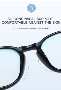 Detail of soft silicone nose pads on TR90 round frames for anti-blue light glasses