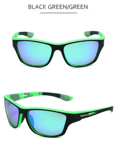Details der Sportsonnenbrille mit UV400-Schutz und blau-grünen Spiegelgläsern