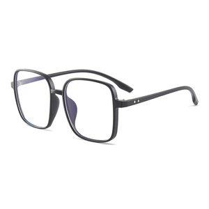 Classic black TR90 square frame glasses with anti-blue light lenses in a 45-degree view