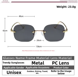 Guide de dimensions détaillé pour lunettes de soleil sans monture avec largeur de verre de 49mm