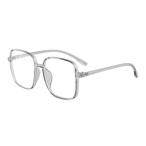 Modern transparent square TR90 frame blue light blocking glasses with a clear finish