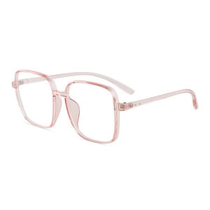 Stylish pink translucent square TR90 eyeglasses frame for women with anti-blue light lenses