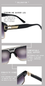 Close-up of ergonomic temples, eco-friendly nose pads and durable hinges of sunglasses