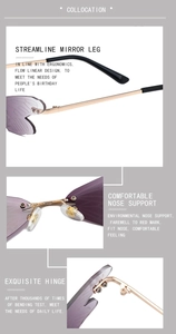 Detail view of purple gradient butterfly sunglasses showing the metal temple and nose pads