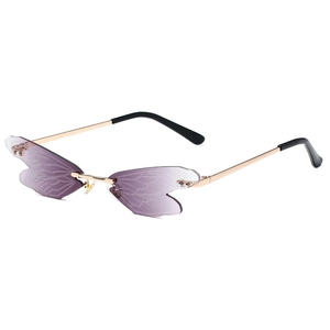 Dragonfly Wing Sunglasses Unique Rimless Gradient Lens UV400 Metal Frame Trendy Aesthetic Eyewear For Women Party Travel