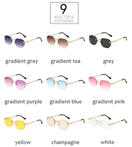 Multiple color options for rimless polygon sunglasses with slim metal gold temples