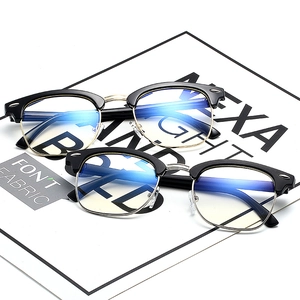 Retro 3016 Photochromic Blue Light Blocking Glasses Half Rim Clubmaster Frame Vintage Eyewear For Men Women
