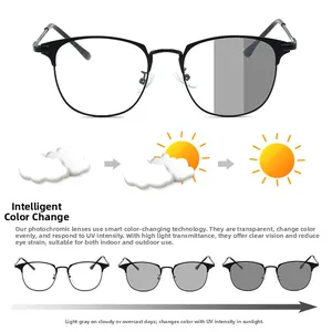 Detail of photochromic glasses showing automatic lens color change under sunlight