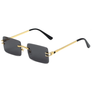 Rimless Rectangle Sunglasses For Women Men Fashion Metal Frame UV400 Protection Gradient Lens Hip Hop Tinted Eyewear