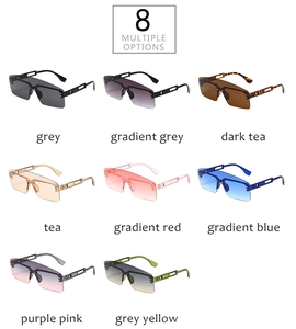 Detailed grid showing eight stylish square oversized sunglasses in varied gradient lens colors