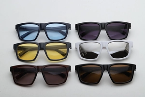 Detailed grid showing six color options for square outdoor sports running sunglasses