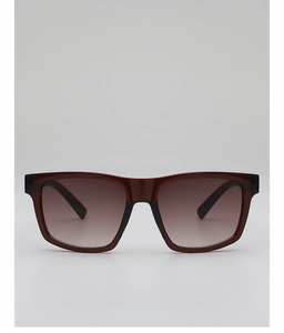 Front view of square sunglasses with dark brown frames and gradient lenses for men