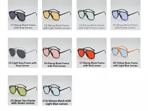 Vue détaillée de lunettes de soleil aviateur oversize en 10 coloris dopamine variés