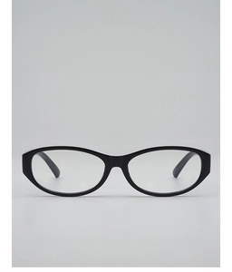 Vue de face de lunettes ovales noires classiques avec finition lisse et verres clairs