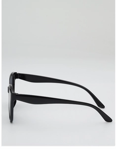 Vue latérale des lunettes de soleil œil-de-chat noires avec texture antidérapante