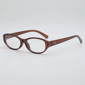 Monture De Lunettes Ovales Rétro Matériau PC Mode Lunettes Miroir Simple Avec Décor En Métal Pour Hommes Et Femmes