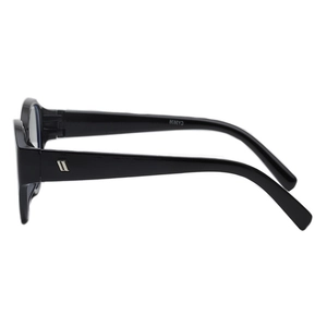 Monture de lunettes ovale rétro noir brillant avec logo métallique sur la branche CY2938