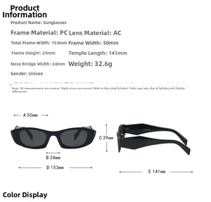 Guide des tailles détaillé pour lunettes de soleil rectangulaires avec dimensions