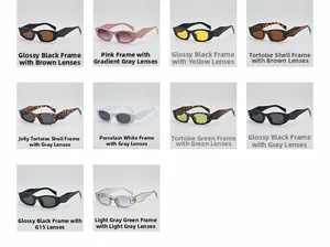 Grille de lunettes de soleil vintage à monture étroite en dix combinaisons de couleurs dopamine