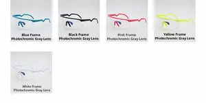 Detailed collection of colorful cycling sunglasses with photochromic grey lenses