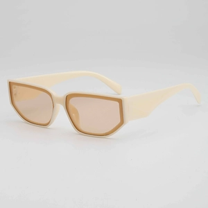 Lunettes de soleil œil de chat rectangulaires crème rétro avec verres marron clair