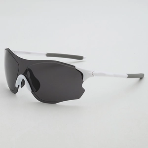 Lunettes de cyclisme blanches avec écran gris pour protection contre vent et UV