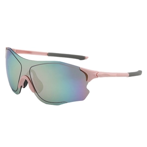 Lunettes de soleil de cyclisme roses avec verres irisés colorés en angle de 45 degrés