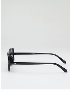 Detail shot of black square sunglasses with metal rivets and temple model code WF12113