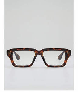Front view of square tortoiseshell glasses frame with stylish silver stud details
