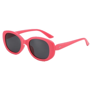 Lunettes de soleil ovales rose bonbon rétro avec verres foncés et détails argentés