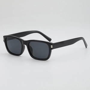 Vintage olive green square sunglasses for men with black glossy frames and silver accents