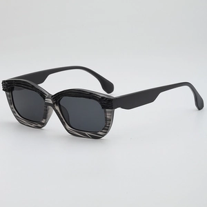 Retro hip-hop sunglasses with irregular marble pattern frame and dark grey UV lenses