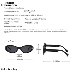 Guide des tailles pour lunettes de soleil œil de chat montrant toutes les dimensions