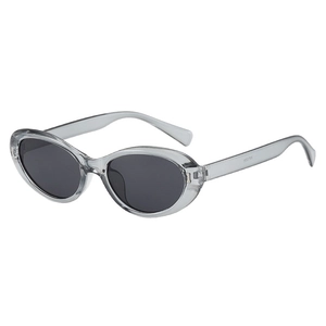 Lunettes de soleil œil de chat gris translucide avec verres noirs pour extérieur