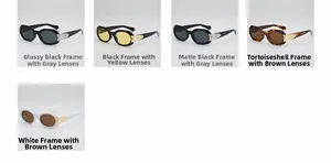 Détails de lunettes de soleil ovales avec charnières CD en métal en cinq coloris