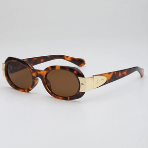 Lunettes De Soleil Rétro À Petit Cadre Ovale Avec Monture En PC Et Décoration En Métal Élégantes Mode Protection UV Pour Hommes Femmes