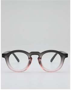 Front view of round gradient glasses frame in grey and pink for casual wear